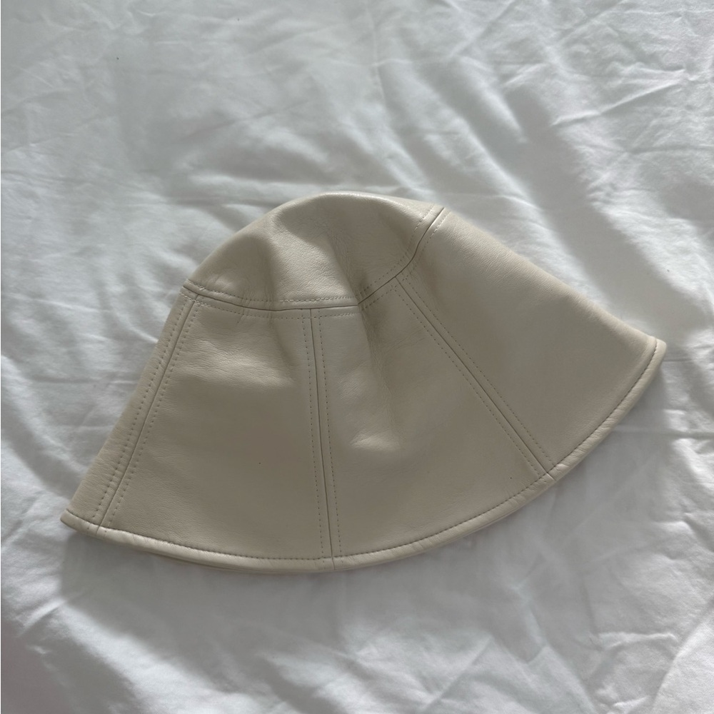 Cream Leather Bucket Hat